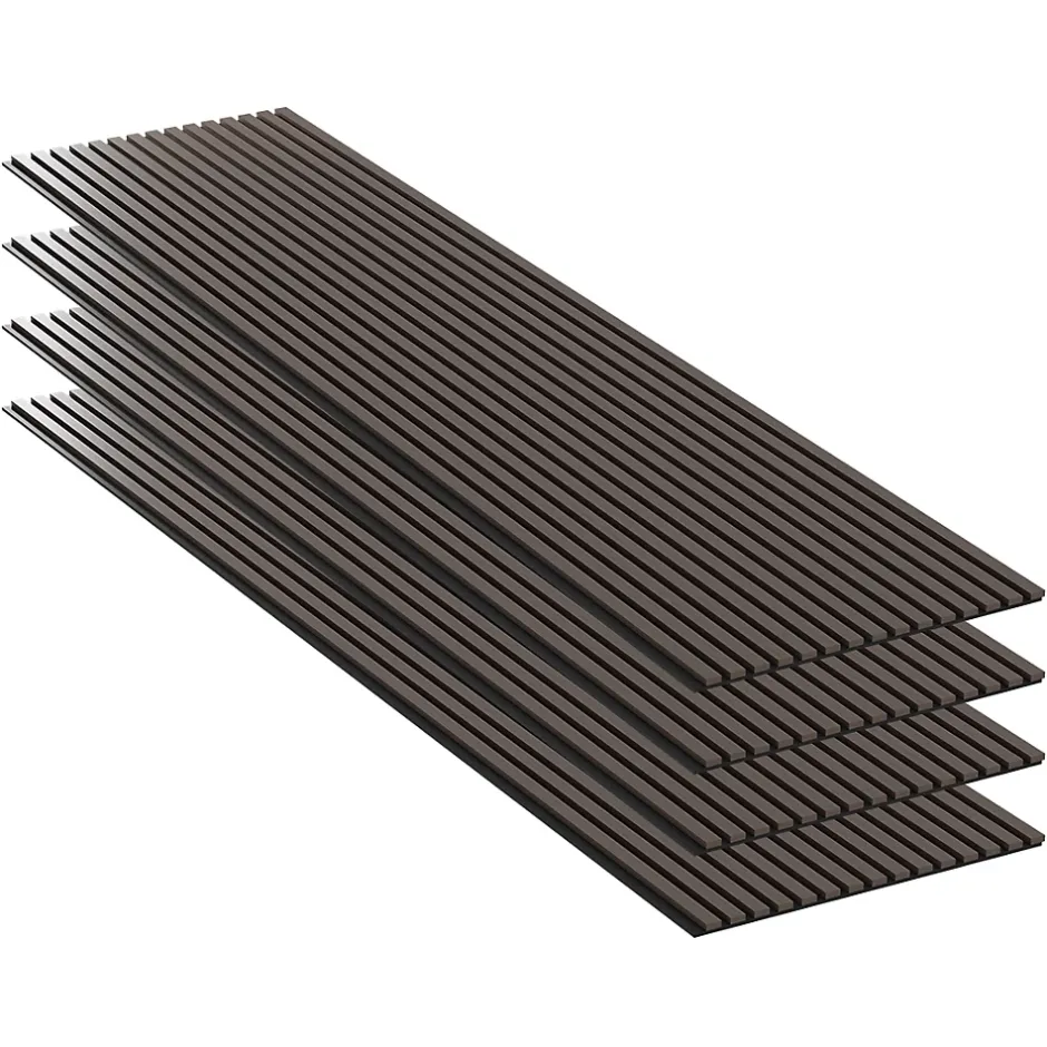 Lot 4 pièces - Panneau Acoustique - Noyer Foncé - Feutrine Noir - 240x60x1.1cm-Mpdiscount Sale
