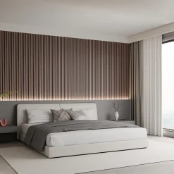 Lot 4 pièces - Panneau Acoustique - Noyer Foncé - Feutrine Noir - 240x60x1.1cm-Mpdiscount Sale