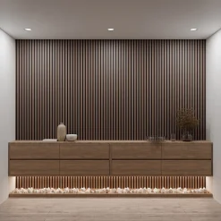 Lot 4 pièces - Panneau Acoustique - Noyer Foncé - Feutrine Noir - 240x60x1.1cm-Mpdiscount Sale