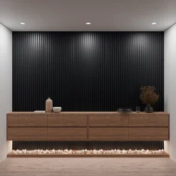 Lot 4 pièces - Panneau Acoustique - Noir Mat - Feutrine Noir - 240x60x1.1cm-Mpdiscount Sale