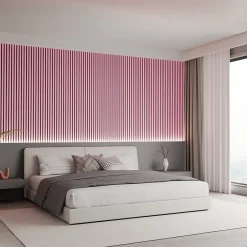 Mpdiscount Lot 4 pièces - Panneau Acoustique - Rose - Feutrine Noir - 240x60x1.1cm