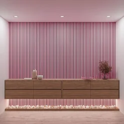 Mpdiscount Lot 4 pièces - Panneau Acoustique - Rose - Feutrine Noir - 240x60x1.1cm