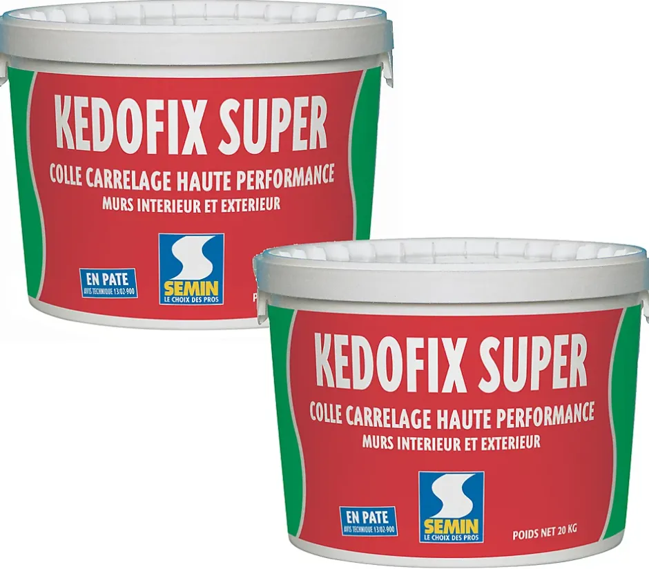 Lot de 2 colles pour Carrelage Haute Performance Kedofix , Prêt à l'emploi, Intérieur/extérieur, seau de 20 kg-Semin Discount