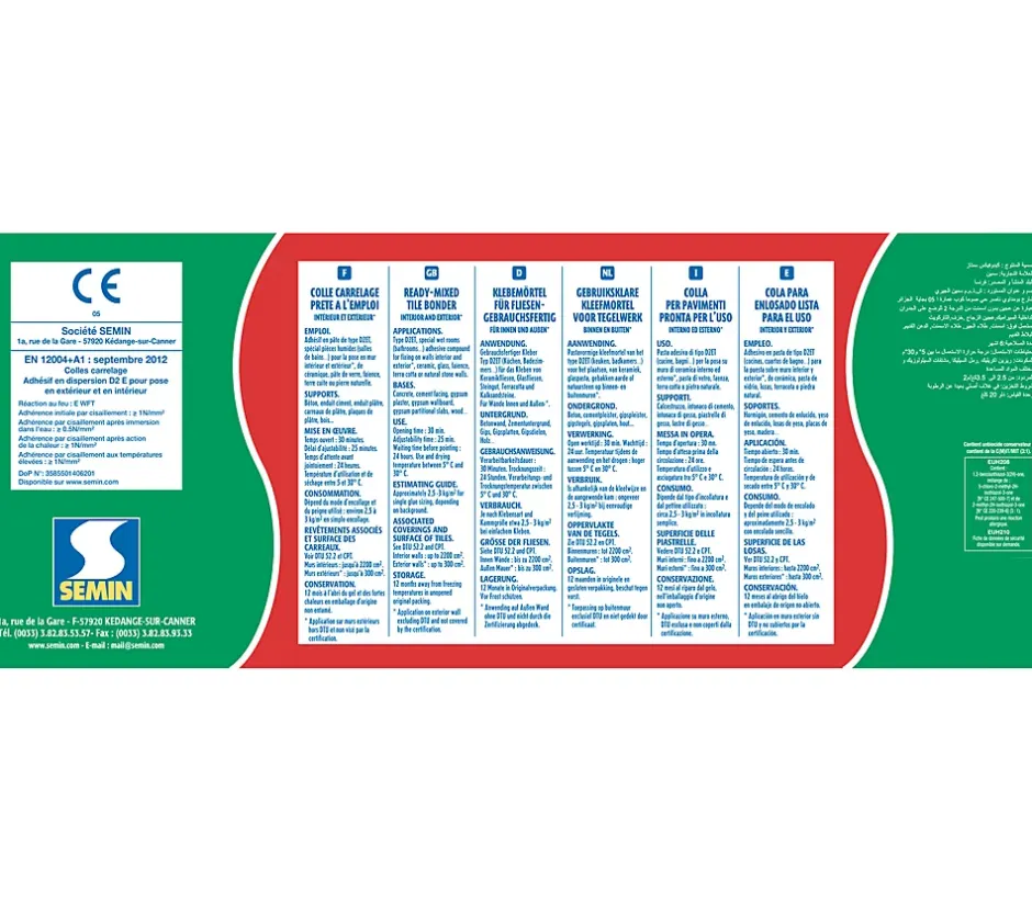 Lot de 3 colles pour Carrelage Haute Performance Kedofix , Prêt à l'emploi, Intérieur/extérieur, seau de 20 kg-Semin Discount