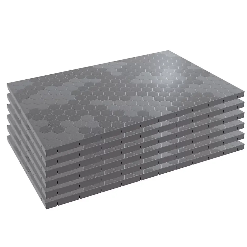 Intec Lot de 6 Dalles de sol Clipsables Grises 116x76x3 cm Rectangulaire Polypropylène Revêtement de Sol Modulable 4.61m2