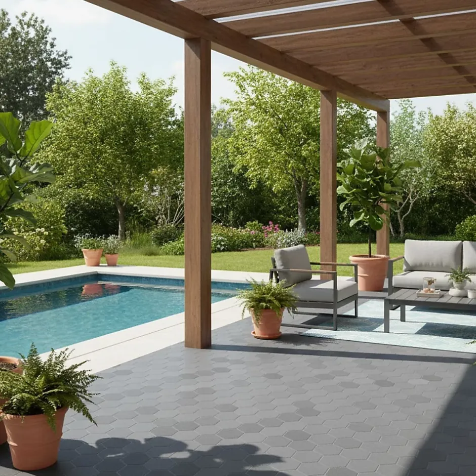 Intec Lot de 6 Dalles de sol Clipsables Grises 116x76x3 cm Rectangulaire Polypropylène Revêtement de Sol Modulable 4.61m2