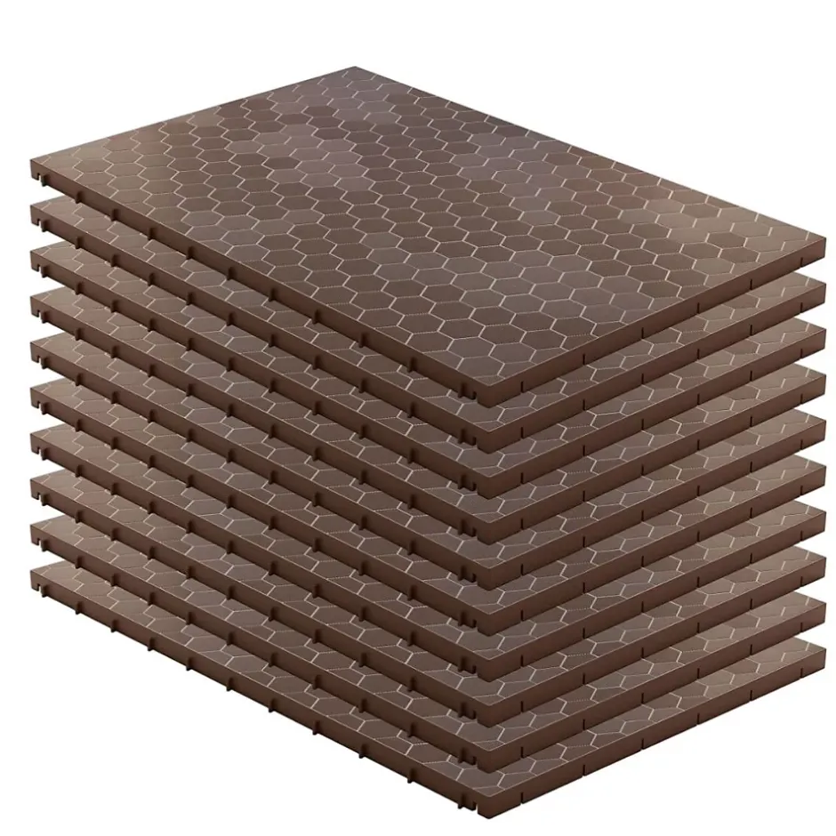 Lot de 10 Dalles de sol Clipsables Marron Taupe 116x76x3cm Polypropylène Revêtement de Sol Modulable 7.69m2-Intec Outlet