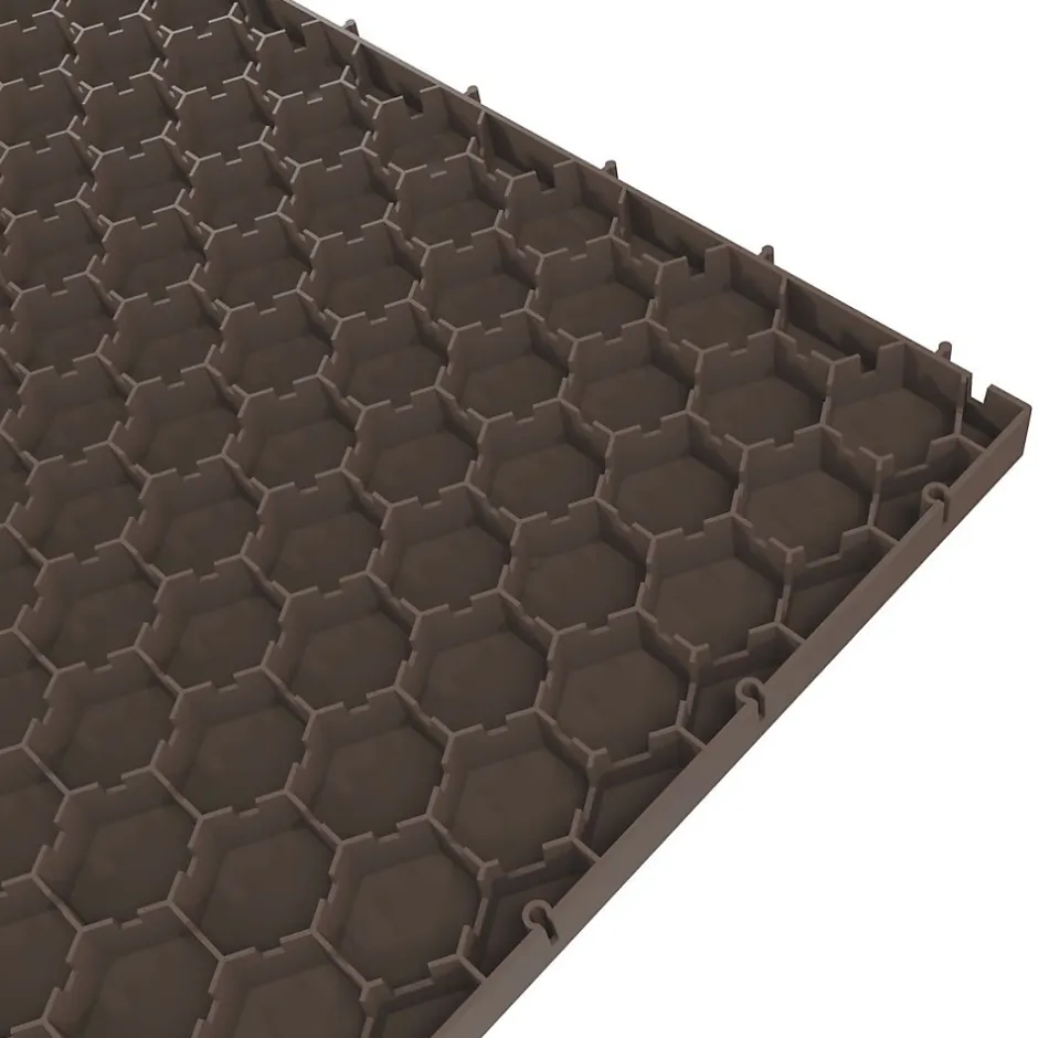 Lot de 10 Dalles de sol Clipsables Marron Taupe 116x76x3cm Polypropylène Revêtement de Sol Modulable 7.69m2-Intec Outlet