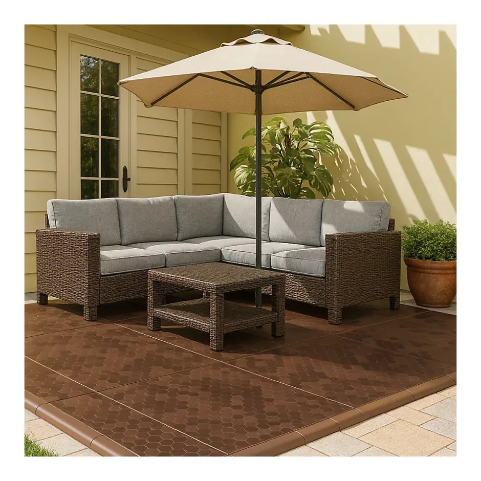 Lot de 10 Dalles de sol Clipsables Marron Taupe 116x76x3cm Polypropylène Revêtement de Sol Modulable 7.69m2-Intec Outlet