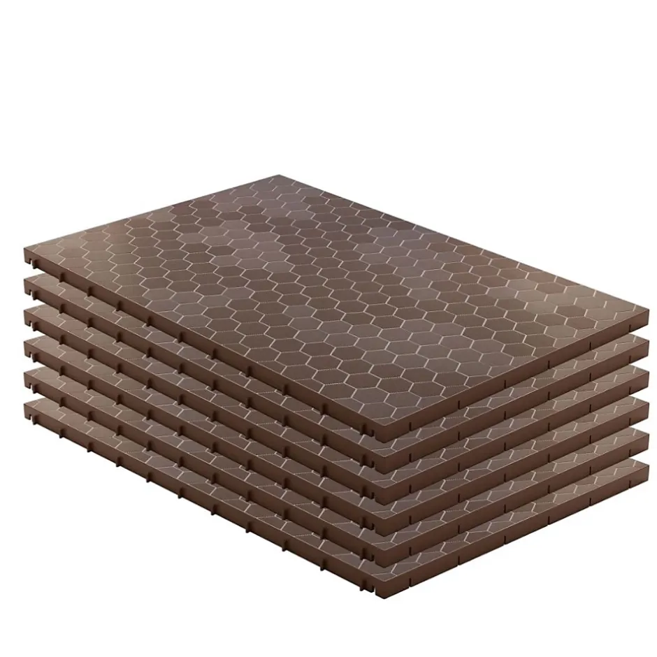 Intec Lot de 6 Dalles de sol Clipsables Marron Taupe 116x76x3cm Polypropylène Revêtement de Sol Modulable 4.61m2