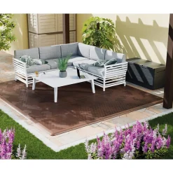 Intec Lot de 6 Dalles de sol Clipsables Marron Taupe 116x76x3cm Polypropylène Revêtement de Sol Modulable 4.61m2