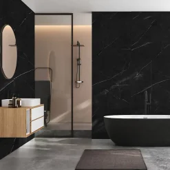 Lot de 8 Dalles Murales Douche SPC/PVC Décor Marbre Noir satiné - 38,9x77,8cm - 2,42M²-Decoon Clearance