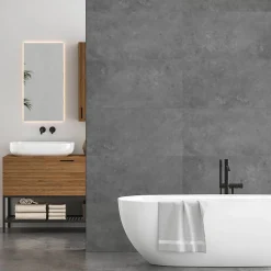 Decoon Lot de 8 Dalles Murales Douche SPC/PVC Décor effet Pierre Gris - 38,9x77,8cm - 2,42M²