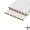 Forestea Lot de 2 demi panneaux mural décoratif lamelles MDF blanc (à peindre) 1250 x 287 x 20 mm 0,72 M2