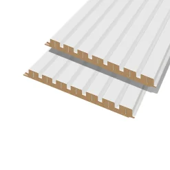 Forestea Lot de 2 demi panneaux mural décoratif lamelles MDF blanc (à peindre) 1250 x 287 x 20 mm 0,72 M2