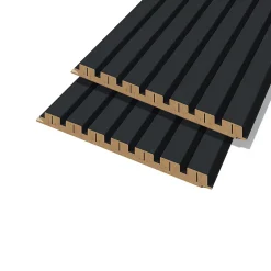 Forestea Lot de 2 demi panneaux mural décoratif lamelles MDF noir 1250 x 287 x 20 mm 0,72 M2