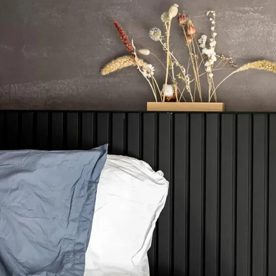 Forestea Lot de 2 demi panneaux mural décoratif lamelles MDF noir 1250 x 287 x 20 mm 0,72 M2