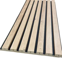 Forestea Lot de 2 demi panneaux mural décoratif lamelles MDF chêne clair fond noir 1250 x 287 x 20 mm 0,72 M2