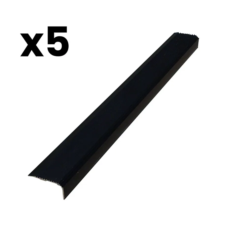 Lot de 5 nez de marche Licorne 36x18x900 mm aluminium anodisé teinte noir-Meiser Outlet