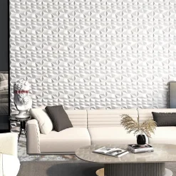 Lot de 50/100 Panneau Mural Decoratif en Diamant, Panneaux Muraux 3D en PVC, Imperméable & Résistant à Chaleur-Giantex New