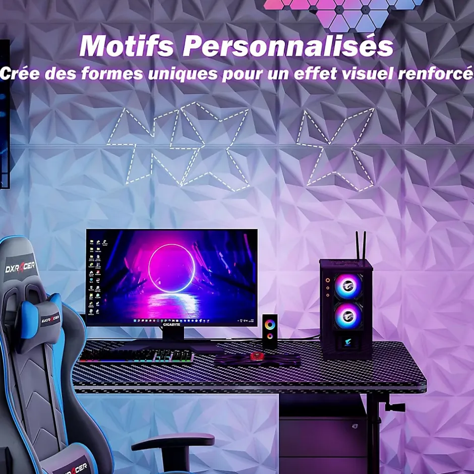 Giantex Lot de 40 Panneau Mural Decoratif 3D en PVC 50 x 50 CM, Imperméable,Ininflammable, pour Salon, Chambre, Bureau