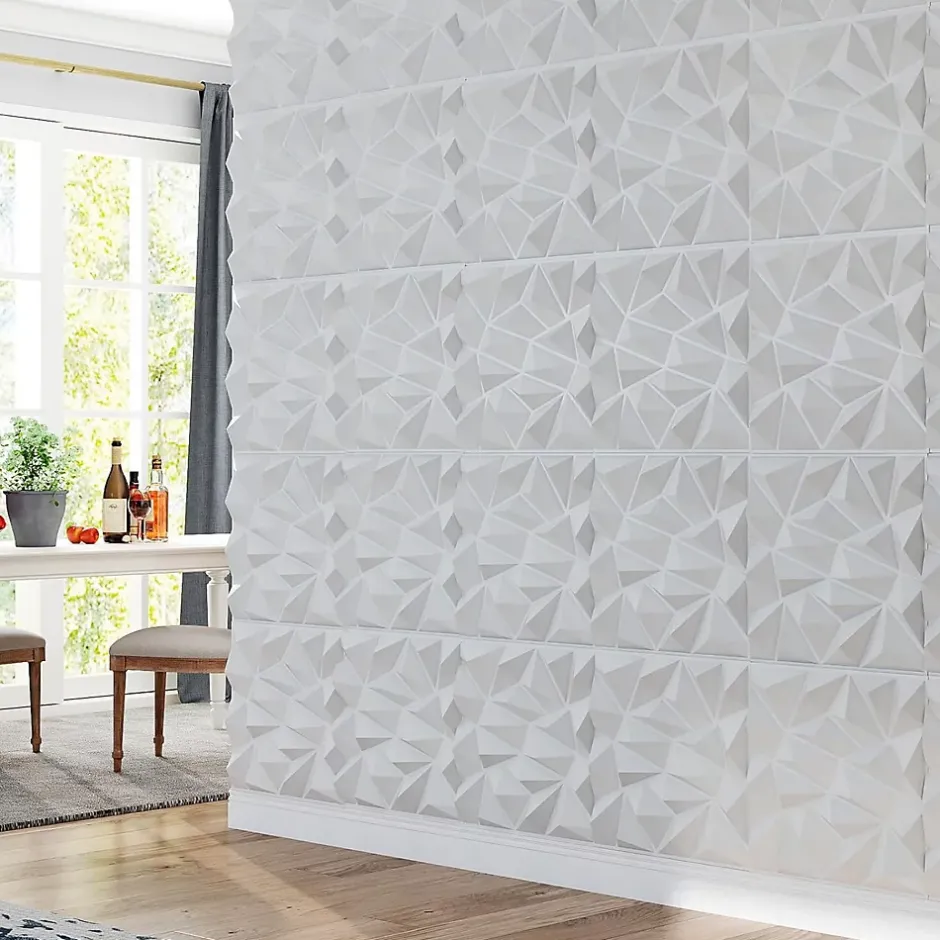 Giantex Lot de 40 Panneau Mural Decoratif 3D en PVC 50 x 50 CM, Imperméable,Ininflammable, pour Salon, Chambre, Bureau