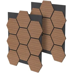 Ml-Design Lot de 2 panneaux acoustiques hexagonaux 66x81 cm 1m² isolation phonique teck