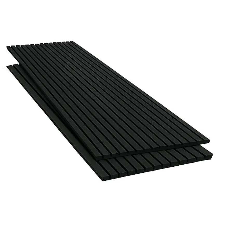 Lot de 2 Panneaux Acoustiques Muraux Bois 240x60x2,2cm - Couleur Noir avec Fond Noir --Silamp Clearance