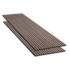 Silamp Lot de 2 Panneaux Acoustiques Muraux Bois 240x60x2,2cm - Finition Noyer - Fond Noir -