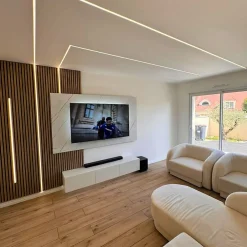 Silamp Lot de 2 Panneaux Acoustiques Muraux Bois 240x60x2,2cm - Finition Noyer - Fond Noir -