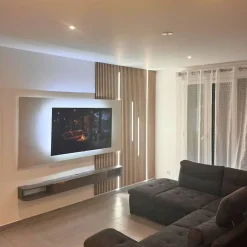 Silamp Lot de 2 Panneaux Acoustiques Muraux Bois 240x60x2,2cm - Finition Noyer - Fond Noir -