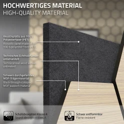 Ml-Design Lot de 2 panneaux acoustiques hexagonaux 66x81 cm 1m² isolation phonique chêne