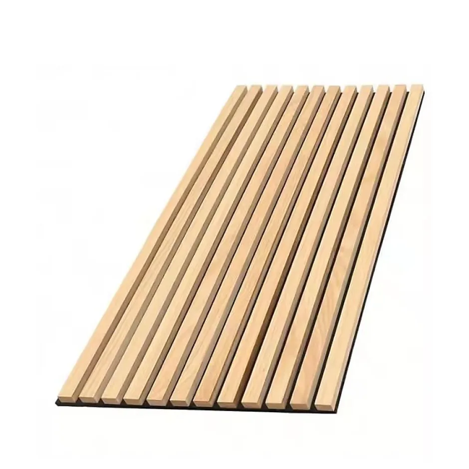 Silamp Lot de 2 Panneaux Acoustiques Muraux Bois 240x60x2,2cm - Chêne Blanc avec Fond Noir -