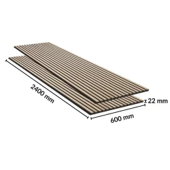 Silamp Lot de 2 Panneaux Acoustiques Muraux Bois 240x60x2,2cm - Chêne Blanc avec Fond Noir -