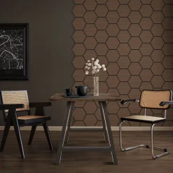 Ml-Design Lot de 2 panneaux acoustiques hexagonaux 66x81 cm 1m² isolation phonique marron