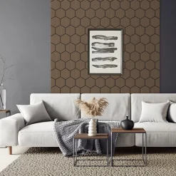 Ml-Design Lot de 2 panneaux acoustiques hexagonaux 66x81 cm 1m² isolation phonique marron