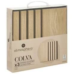 Lot de 3 panneaux décoratifs Colva beige fond noir 30x30cm - Atmosphera-Atmosphera Créateur D'Intérieur Clearance