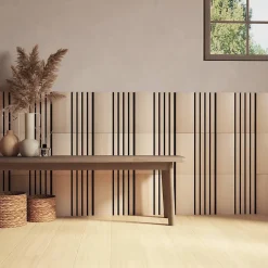 Lot de 3 panneaux décoratifs Colva beige fond noir 30x30cm - Atmosphera-Atmosphera Créateur D'Intérieur Clearance