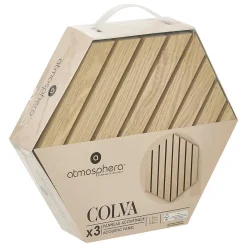 Atmosphera Créateur D'Intérieur Lot de 3 panneaux décoratifs Colva beige fond noir 30x26cm - Atmosphera