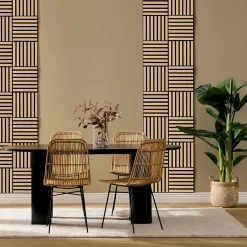 Lot de 3 panneaux décoratifs Colva effet noyer fond noir 30x30cm - Atmosphera-Atmosphera Créateur D'Intérieur Hot