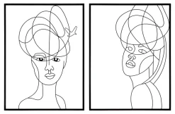 Mauro Ferretti Lot de 2 panneaux décoratifs 3D femme en métal noir cm 60x1x80