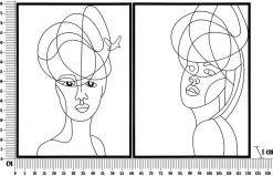 Mauro Ferretti Lot de 2 panneaux décoratifs 3D femme en métal noir cm 60x1x80