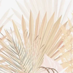 99Deco Lot de 2 panneaux de douche en PVC (90x220 & 120x220 cm) + profilés blanc - Motif végétal - Beige - Gaïa