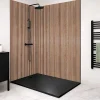 99Deco Lot de 2 panneaux de douche en PVC (90x220 & 120x220 cm) + profilés noir - effet bois - Japandi - Marron et noir