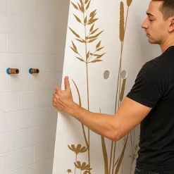 Lot de 2 panneaux de douche en aluminium (90x220 & 120x220 cm) + profilés blanc - Vegetalist - Marron-99Deco Discount