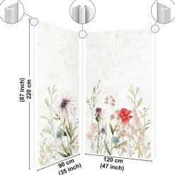 99Deco Lot de 2 panneaux de douche en PVC (90x220 & 120x220 cm) + profilés blanc - Herbier - Multicouleurs