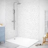 Lot de 2 panneaux de douche en aluminium (90x220 & 120x220 cm) + profilés blanc - Terrazzo Mineral - Multicolore-99Deco Outlet