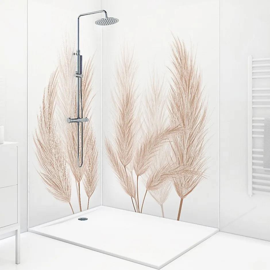 Lot de 2 panneaux de douche en aluminium (90x220 & 120x220 cm) + profilés blanc - Pampa - Marron-99Deco Discount