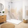 99Deco Lot de 2 panneaux de douche en aluminium (90x220 & 120x220 cm) + profilés blanc - Motif végétal - Beige - Gaïa