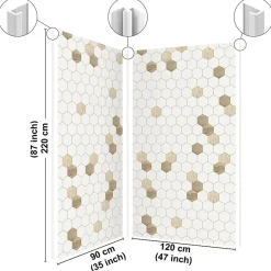 Lot de 2 panneaux de douche en aluminium (90x220 & 120x220 cm) + profilés blanc - Hexa Bois - Marron-99Deco